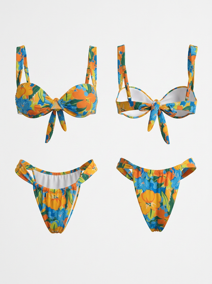 Sexy Flower Print Bikini Set