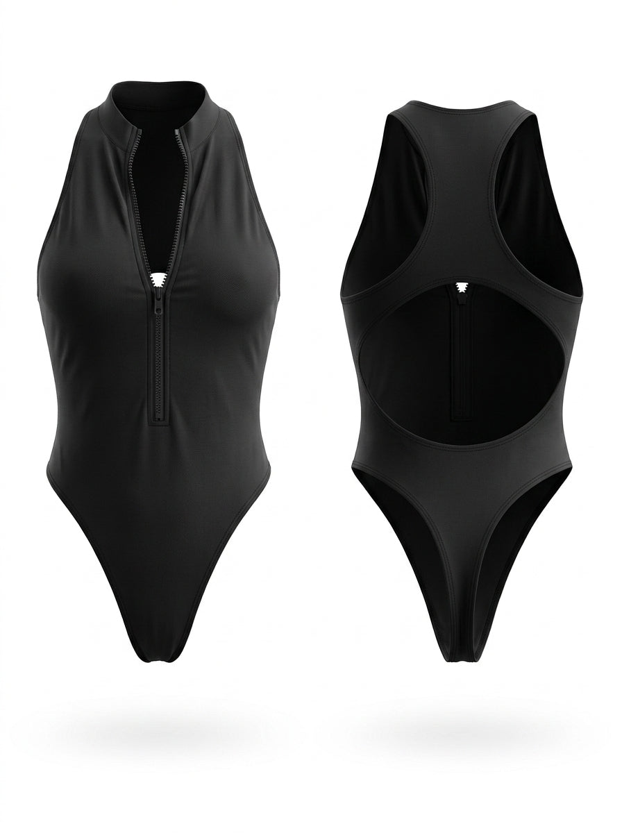 Cutout Zipper One Piece