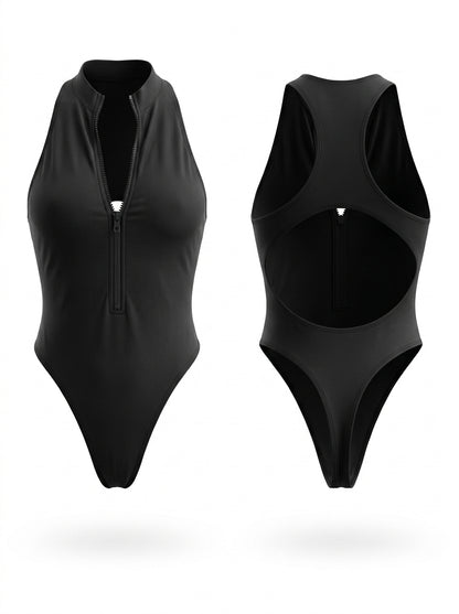 Cutout Zipper One Piece