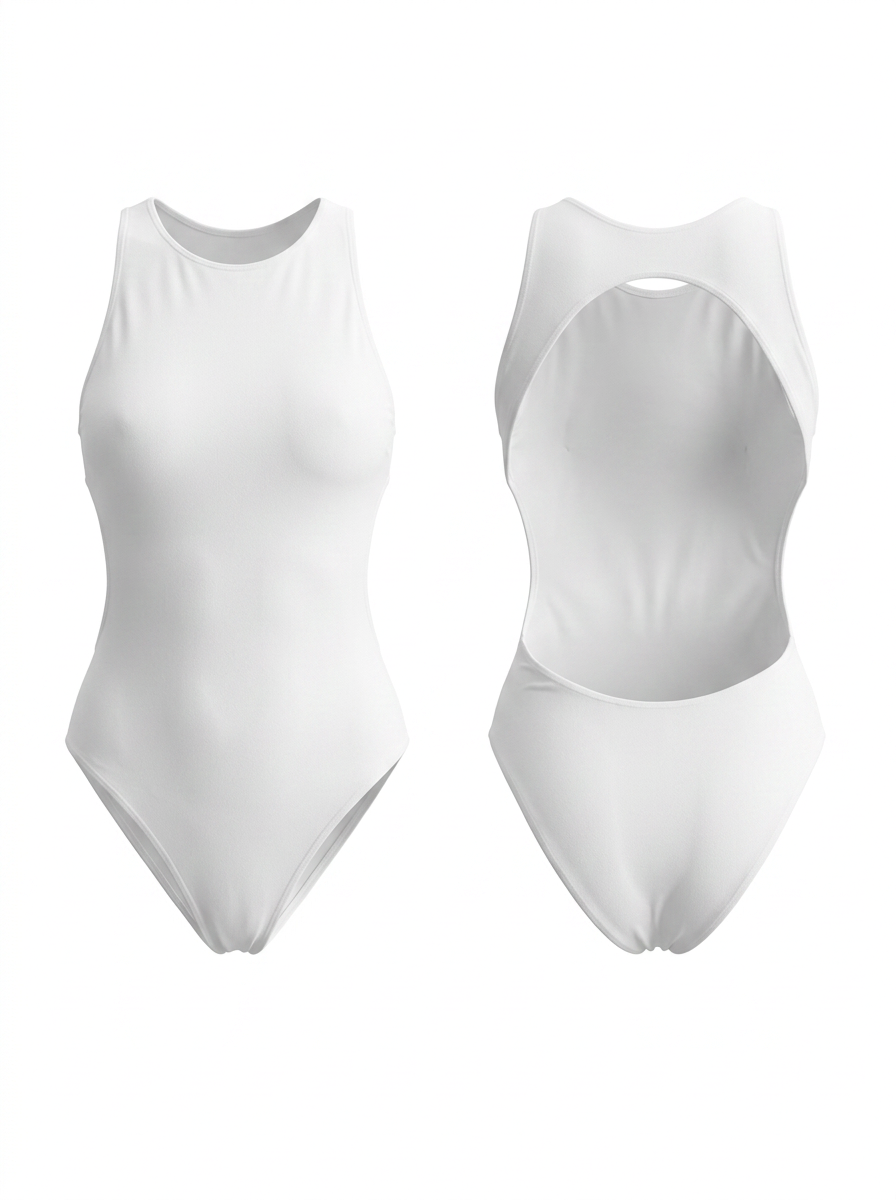White Open Back Racerback One Piece