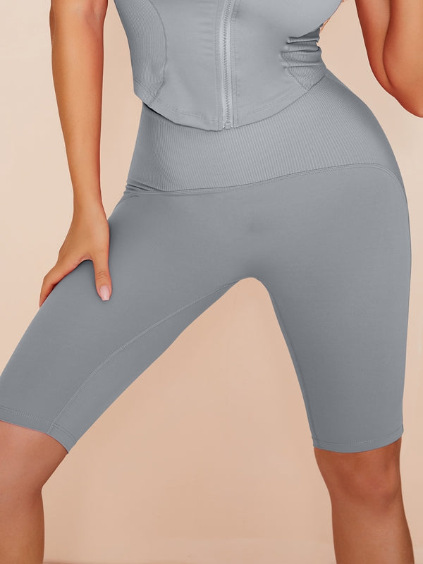 Solid Color Zipper Fashion Short Tracksuit