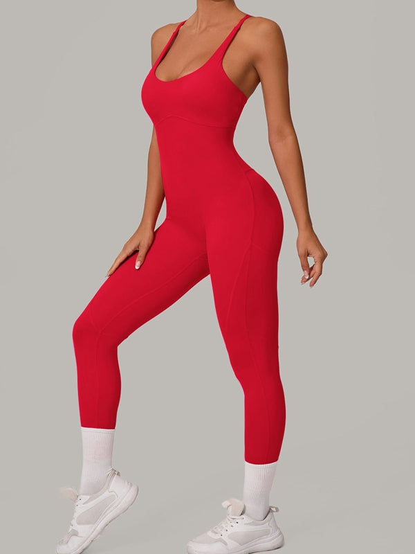 Sexy Cross Back Push-Up Jumpsuit