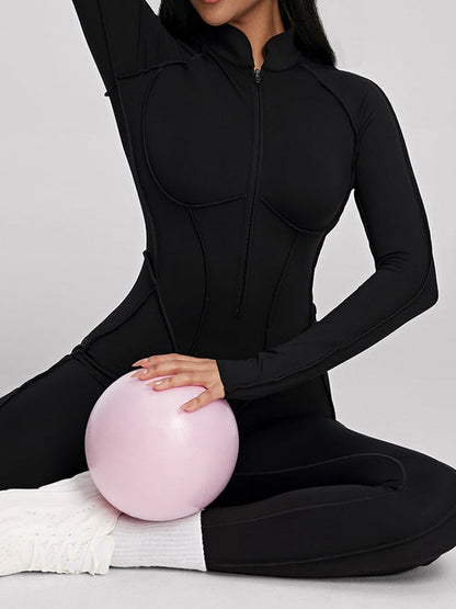 Sexy Zipper Stitch Performance Jumpsuit