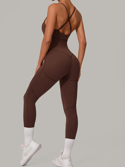 Sexy Cross Back Push-Up Jumpsuit