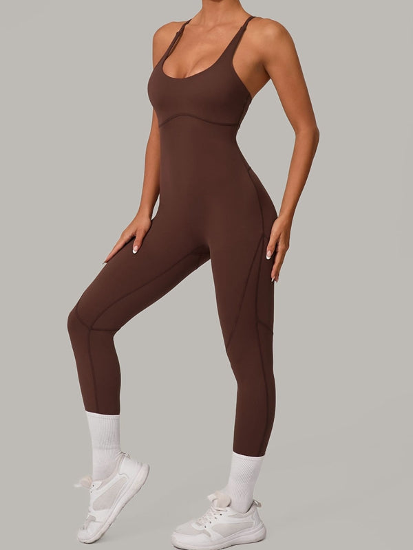 Sexy Cross Back Push-Up Jumpsuit