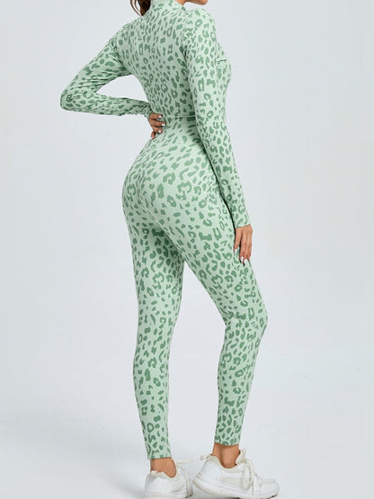 Leopard Print Zipper Jumpsuit