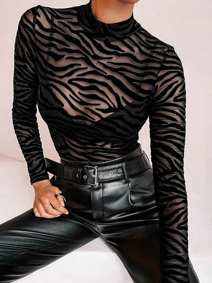Leopard Print Mesh Bodysuit