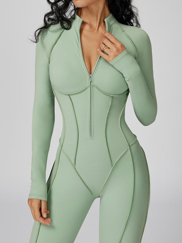 Sexy Zipper Stitch Performance Jumpsuit