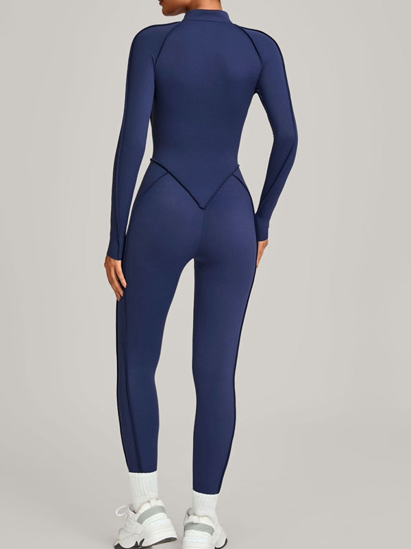 Sexy Zipper Stitch Performance Jumpsuit