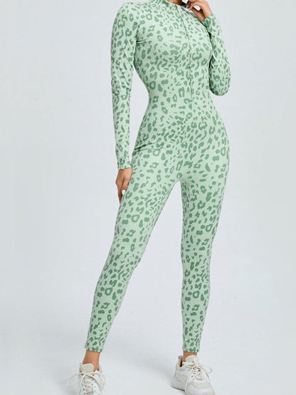 Leopard Print Zipper Jumpsuit