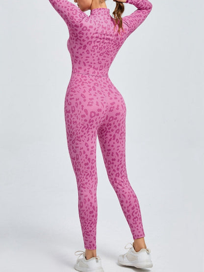 Leopard Print Zipper Jumpsuit
