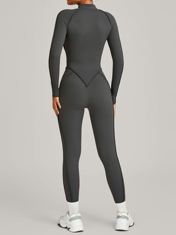 Sexy Zipper Stitch Performance Jumpsuit