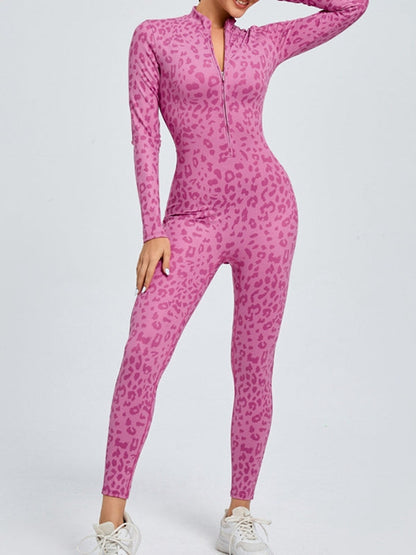 Leopard Print Zipper Jumpsuit