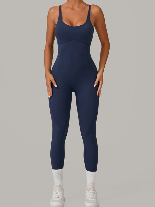 Sexy Cross Back Push-Up Jumpsuit