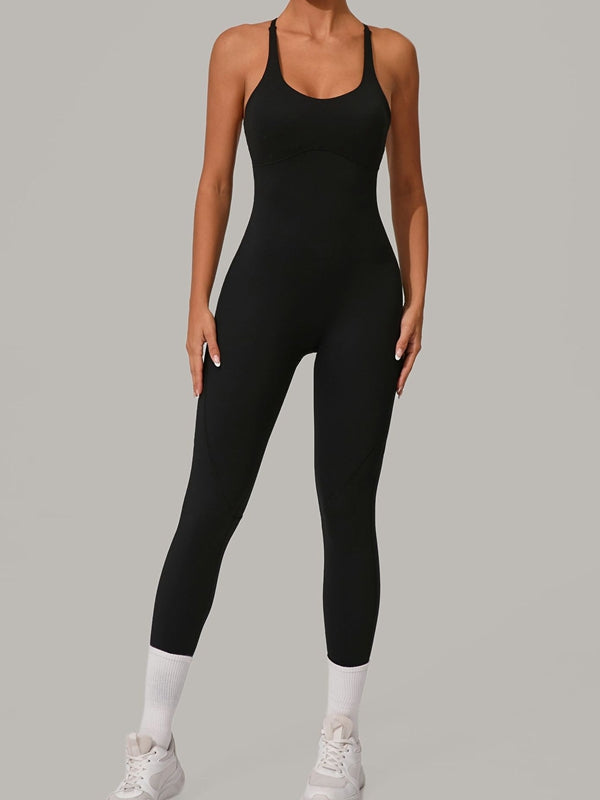 Sexy Cross Back Push-Up Jumpsuit