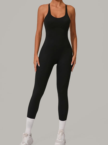 Sexy Cross Back Push-Up Jumpsuit