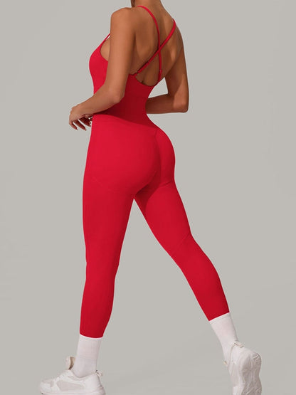 Sexy Cross Back Push-Up Jumpsuit